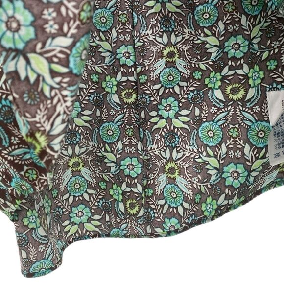 Lands’ End Floral Green Long-sleeved Cotton Button Down Top 10P - Picture 4 of 8
